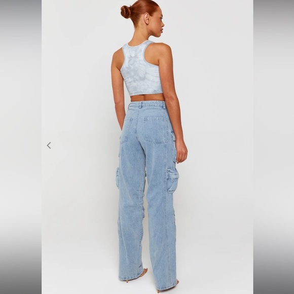 LUXE TO KILL Blue Denim Oversized Cargo Pocket Jeans - Picture 4 of 6
